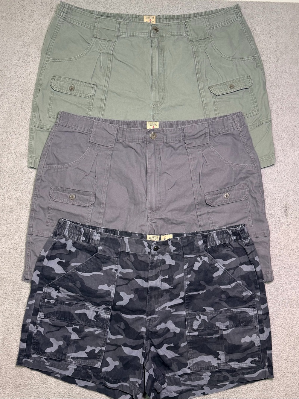 Lot Of 3 Redhead Cargo Shorts Mens 44 Utility Stretch Waistband Fishing Hiking